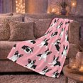 thumbnail image 6 of Playful Boston Terrier Repeating Pattern Pink, Playful Pet Portrait Pattern, Warm Flannel Blanket for Living Room and Bedroom, Dog Lovers Just Because Gift, Pet Lover Home Decor, 6 of 9