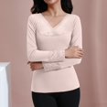 thumbnail image 4 of New Lace V Neck Thermal Underwear Autumn And Winter Slim Fit Bottomed Shirt Wool Long Girls Thermal Top Womens Thermal Tops Long Sleeve plus Size Thermal Tops for Women Long Sleeve Womens Thermal Tops, 4 of 7