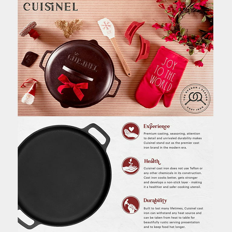 Cuisinel Cast Iron Pizza Pan for Oven Flat Skillets Comal for Tortillas  Round 13.5
