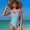 Blue2, variant on New New Sexy High Waist Drawstring One-piece Bikini Women's Swimsuit Solid Gathered Bikini Summer Backless Swimwear Beach Wear
