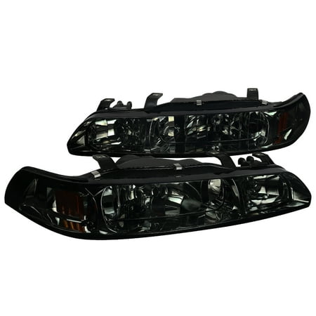 1990 Acura Legend Coupe (Spec-D Tuning For 1990-1993 Acura Integra 1Pc Smoke Lens Headlights Head Lights + Corner Signal Lamps 1990 1991 1992)
