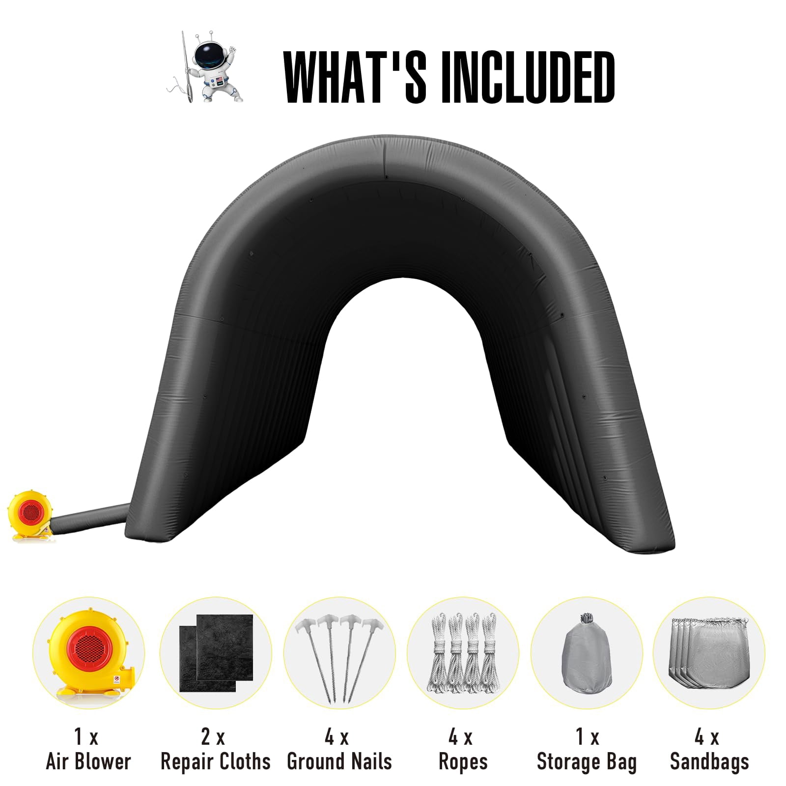Inflatable Sports Tunnel Entrance with Blower Inflatable Tunnel Tent for Business Advertising Event Exhibition 20X10x10Ft Black