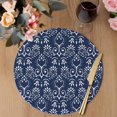 thumbnail image 3 of Navy Blue Spring Floral Round 13 Inch Placemats Set of 6, Modern Abstract Art Farmhouse HeatResistant Non Slip Place Mats for Dining Table, Wipeable Braided Kitchen Table Mats for Housewarming, 3 of 9