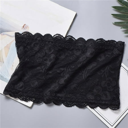 

Girls Strapless Crop Wrap Lace Bandeau Tube Top Women Bustier Boob Tubes Tops Bralette 5 Solid Colors Red Blue White Black