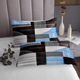 thumbnail image 3 of Erosebridal Chic Abstract Quilt Sets for King Size Bed, Blue Bed Set, Rectangle Geometry Decor 3 Pieces, 3 of 5