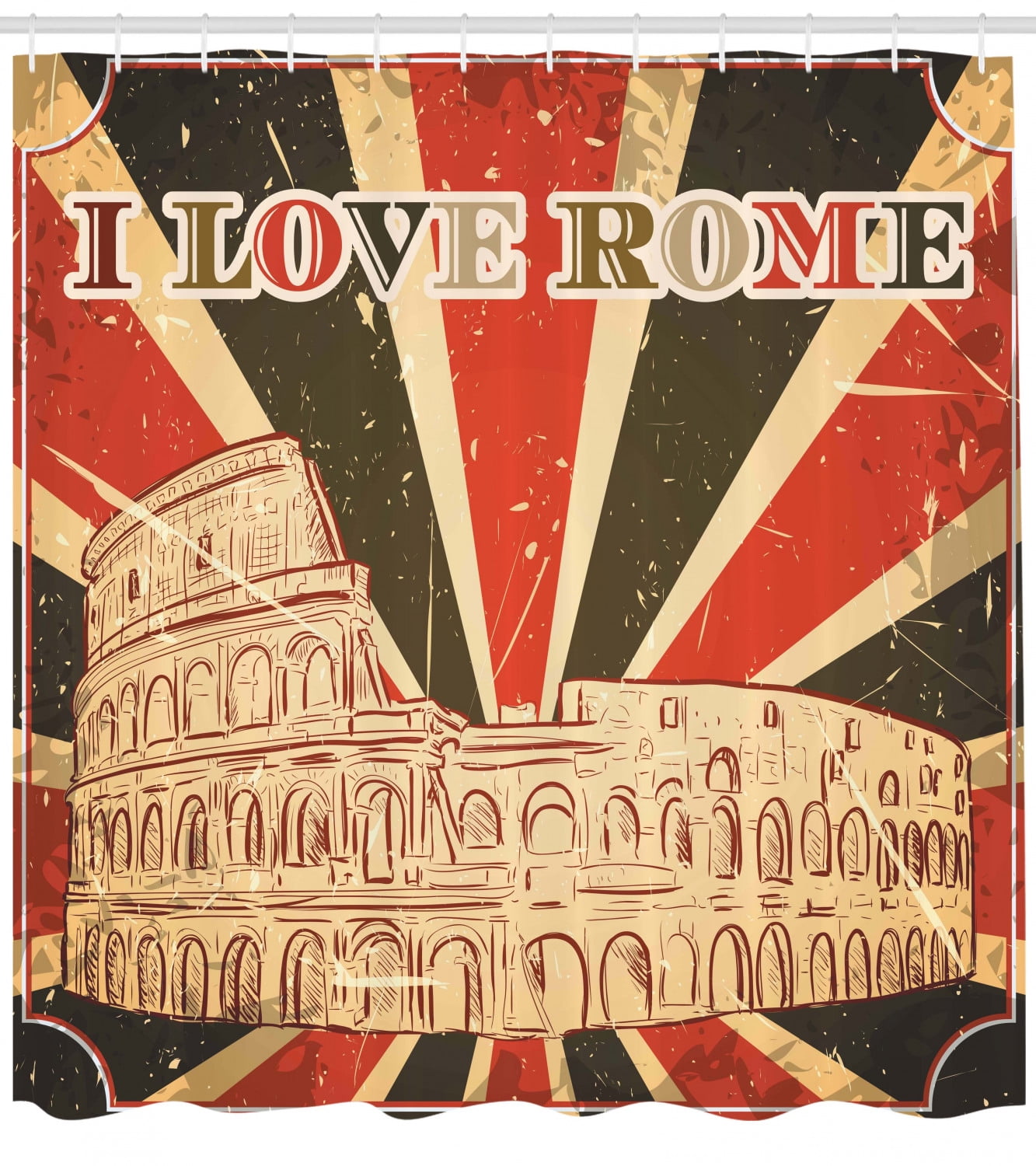 Quote Shower Curtain I Love Rome Lettering With Circus Tent And
