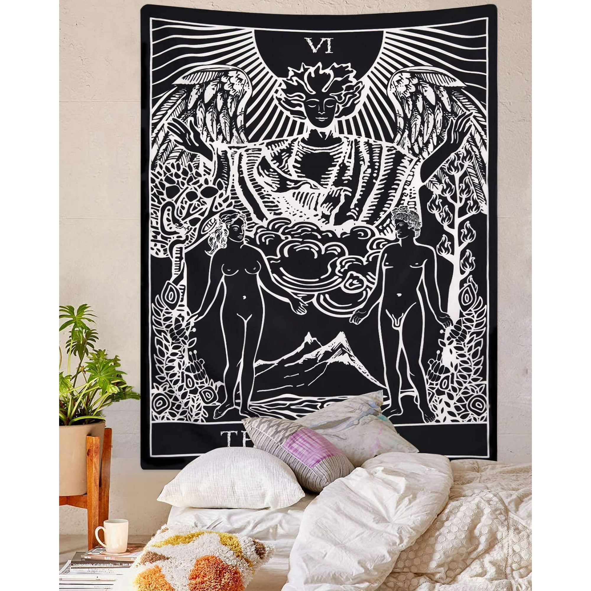Tarot Cards Tapestry The Lovers Tapestry Lovers Stand Under The Tree Tapestry Black Tapestry Med eval Europe D v nat on Tapestry for Room Walmart