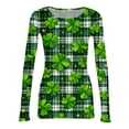 thumbnail image 5 of ASDFVBKG Women St Patrick's Day Shirts: Fashion Crew Neck Basic Long Sleeve Slim Fitted Shirts Ribbed Shamrock Comfy Tees Dark Green L, 5 of 6