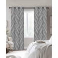 thumbnail image 2 of Gray Wood Grain Blackout Curtains 45 Inches Long, Kitchen Black Out Window Treatments, Retro Minimalist Geometric Art Thermal Insulated Lined Drapes for Small Window with Grommet 42"x45", 2 of 8