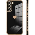 thumbnail image 4 of for Samsung Galaxy S22 Plus 5G Case Love Heart Plating Electroplate Luxury Elegant Case Camera Protector Soft TPU Shockproof Protective Corner Back Cover Galaxy S22+ 5G Case -Black, 4 of 10