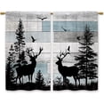 thumbnail image 6 of Farmhouse Forest Cabin Kitchen Curtains Rustic Blue Wooden Small Short Cafe Window Curtains Tree Country Deer Rod Pocket Bathroom Window Drapes Treatment Tier Curtains 2 Panels (27.5x36 Inch), 6 of 6
