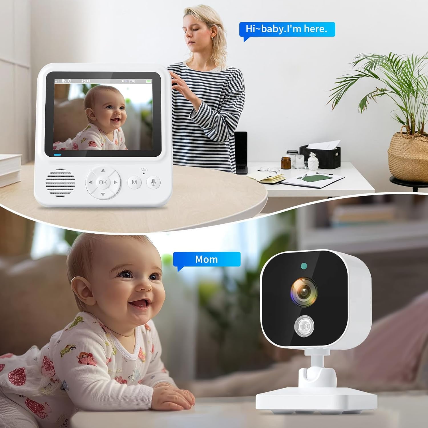 Baby Camera Monitor, Monitor with Camera and Audio, 720P HD Video Baby Monitor Camera, Room Monitors for Elderly Monitor, Caregiver Video Monitor for Elderly Baby Care