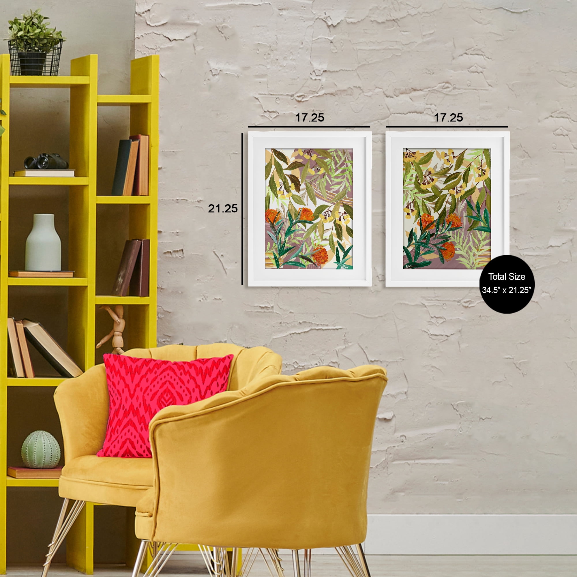 Stupell Industries Walk With Me Botanicals 2 Piece White Framed Print Under Glass Set, design by Dani Heyward