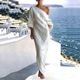 thumbnail image 5 of Dvprdro Womens Summer Party Maxi Dress Off Shoulder 3/4 Sleeve Bodycon Solid Ruched, 5 of 8