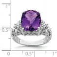 thumbnail image 2 of 925 Sterling Silver Rhodium-plated Checker-Cut Amethyst and Diamond Ring, 2 of 2