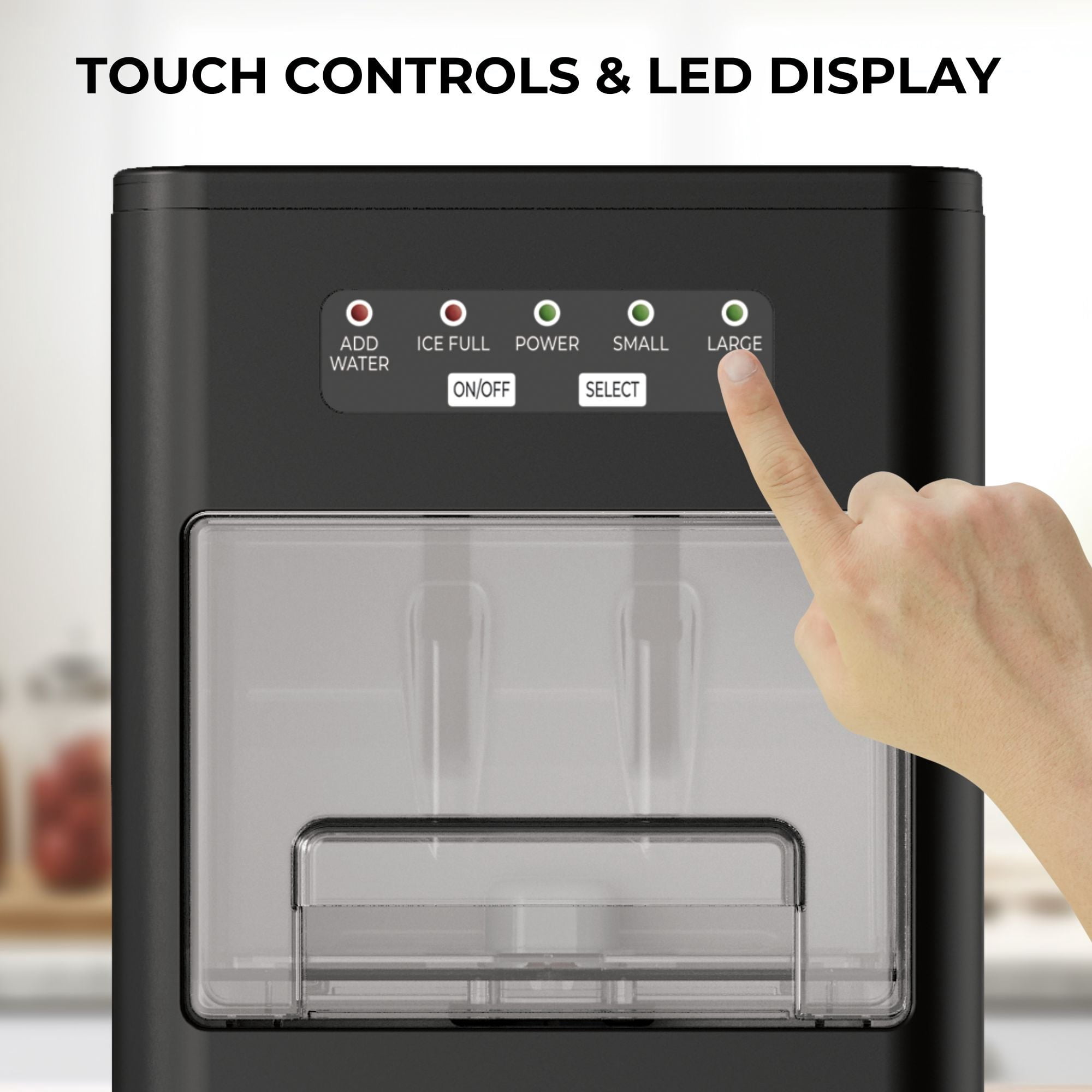 Kenmore Front-Load Countertop Bullet Ice Maker, Portable Ice Machine, 26 lb/Day Ice Cube Maker, Compact Self-Cleaning Ice Maker with Basket and Scoop for Home, Kitchen or RV