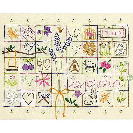 Le Jardin Sampler Stamped Embroidery Kit, 14