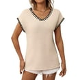 thumbnail image 2 of Women'S Sleeveless Sweater Casual V Neck Cap Sleeve Knit Pullover Tank Tops L, 2 of 7