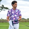 thumbnail image 2 of Kdxio Skull mushroom colorful Print Men's Short Sleeve Polo Shirt,Midweight Men's Shirt, 2 of 5