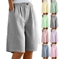 thumbnail image 5 of Smsaxvxz Womens Summer Striped Bermuda Fashion Drawstring Elastic Waist Casual Loose Wide Leg Pants With Pockets Pink 01 3XL, 5 of 5