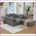 thumbnail image 6 of 5-Piece Modular L-Shaped Sectional Sofa - Convertible Sleeper with Ottoman, Gray Chenille Upholstery | Gray | Chenille | Cushion Back, 6 of 26