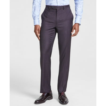 Tallia Mens Classic fit Dress Pants 34 / 30 Wine Red Solid