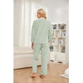 thumbnail image 3 of U2SKIIN Womens Fleece Cute Pajama Set, Soft Warm Pjs for Women 2 Piece Fluffy Sleepwear Plush Pajamas Button Down（Light Green，M）, 3 of 5