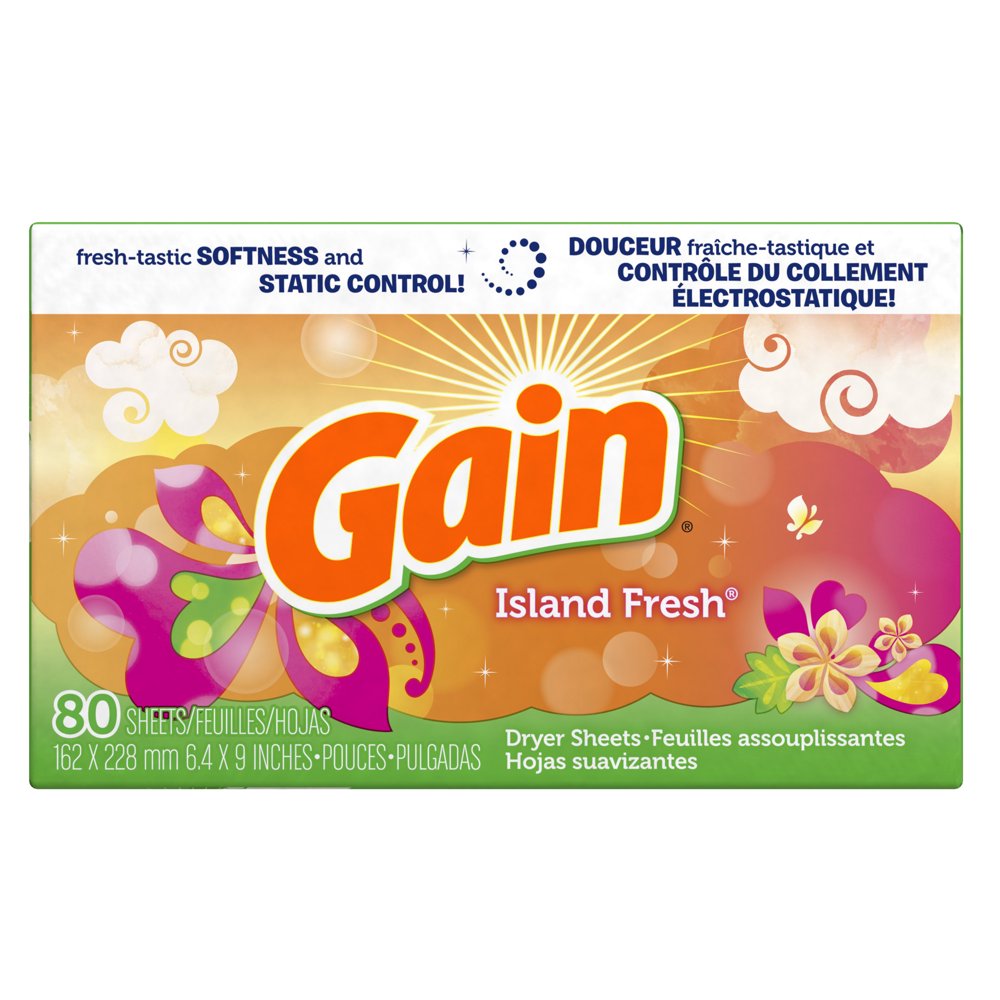 Gain Dryer Sheets, Island Fresh Scent, 80 count (Pack of 3) Walmart