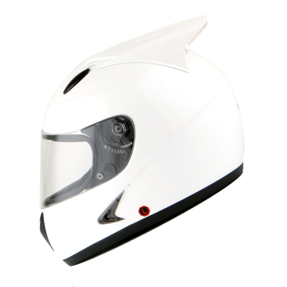 1Storm Motorcycle Bike Full Face Helmet Horn Wing as Bonus Glossy White 