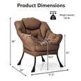 thumbnail image 2 of Kepooman Modern Fabric Large Lazy Chair, Accent Oversized Comfy Reading Chair, Thick Padded Cozy Lounge Chair with Armrest, Steel Frame Leisure Sofa Chair for Living Room, Bedroom, Dorm, Brown, 2 of 7