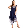 thumbnail image 5 of Sakkas Alexis Embroidered Long Sleeveless Floral Caftan Dress / Cover Up - Dark Blue - One Size, 5 of 5