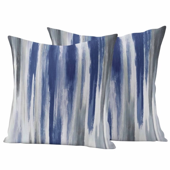 Abstract Navy Blue Outdoor Waterproof Pillow Covers, Vintage Grey Street Painting Art Decorative Square Throw Pillowcase Sofa Cushion Sham for Patio/Couch/Chair, 16"x16" 2 Pack