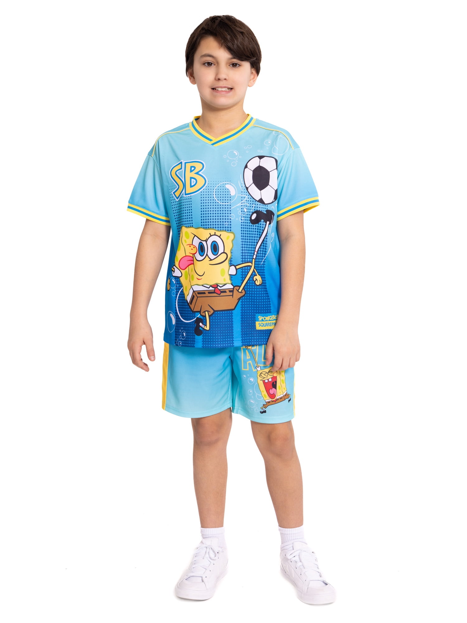 SpongeBob SquarePants Boys' Graphic Soccer Jersey and Shorts Set, 2-Piece, Sizes 4-16