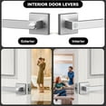 thumbnail image 2 of Square Heavy Duty Door Handle Lever Set, Interior and Exterior Door Handles, Complete Exterior Door Lock Set with Deadbolt,‎Stainless Steel, Satin Nickel, Privacy Keyless, 1 Pack, 2 of 12