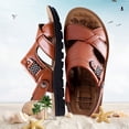 thumbnail image 3 of Dakaela Leather Sandals Mens Summer Beach Outdoor Shoes Adjustable Strap Walking Flat Sandal Yellow 9, 3 of 6