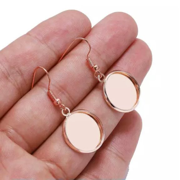 U8MO 10pcs 10~25mm Metal Ear Hooks with Cabochon Setting Base Tray Cup Earring Post-Rose Gold-12mm