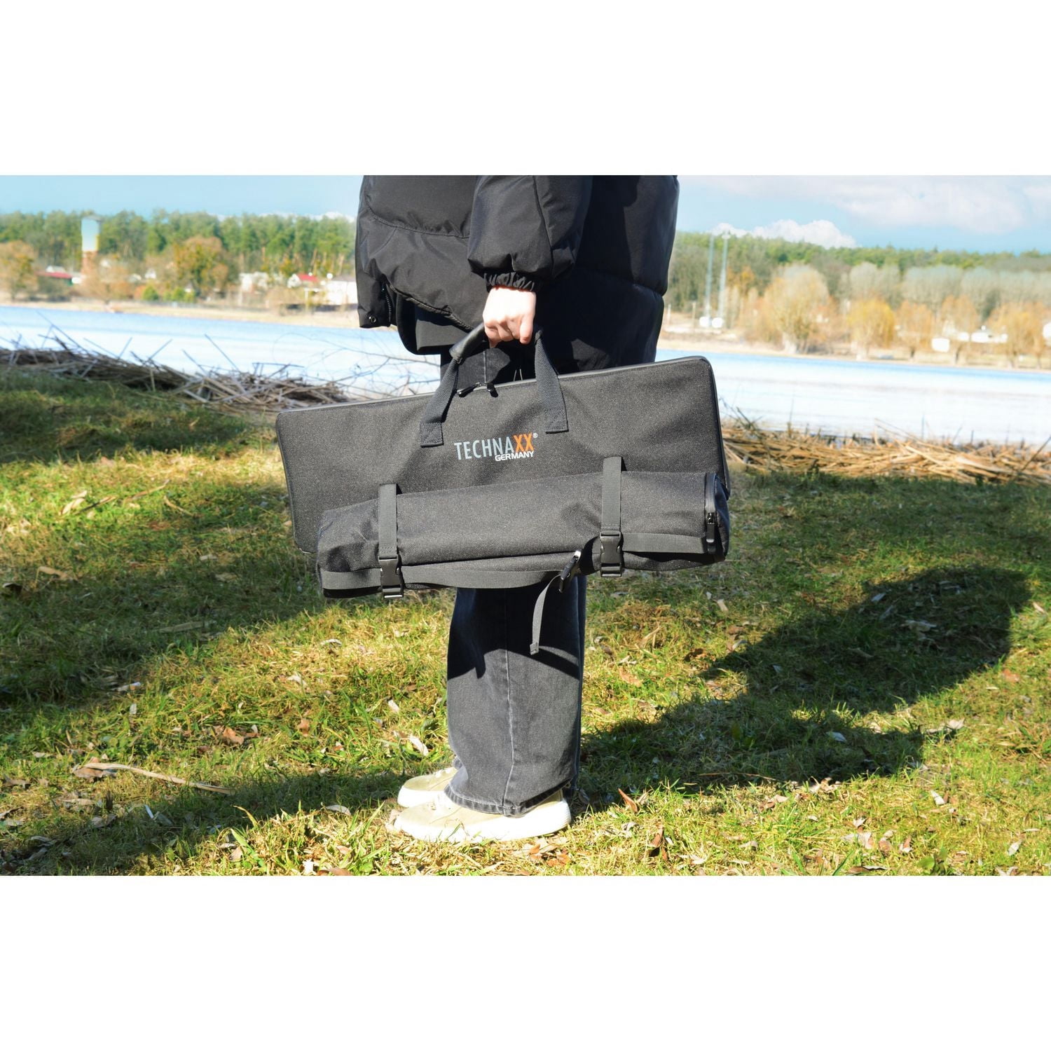 TECHNAXX TX-251 20-WATT FOLDABLE SOLAR CAMPING TABLE - BLACK
