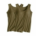 thumbnail image 2 of UYISJ 2PC Women's Padded Built in Bra Tank Tops Solid Color Sleeveless Crew Neck Wireless Bra Tops Tee Casual Plus Size Basic Blouses, 2 of 4