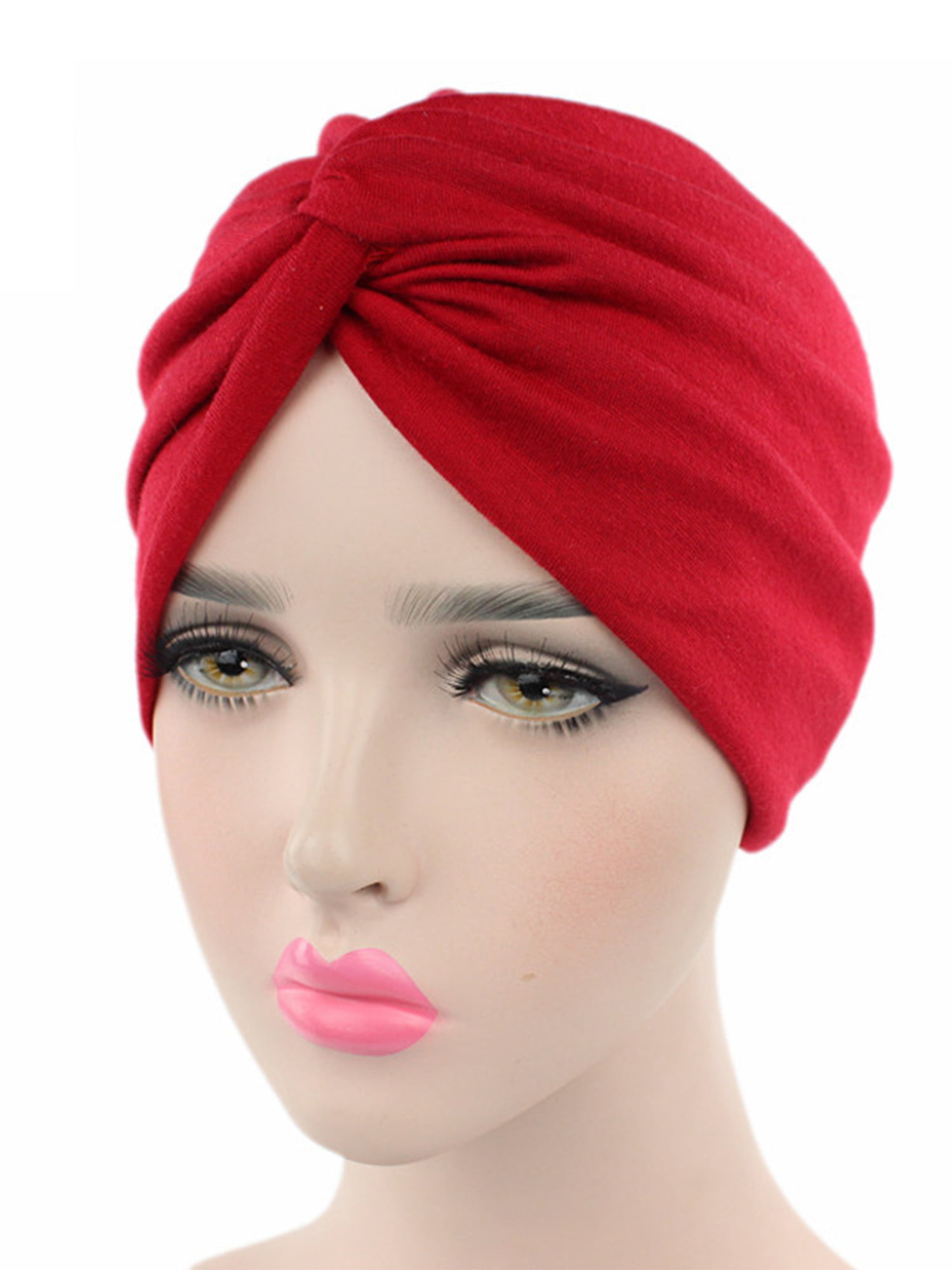 RED STONE woman girl wide headband  turban skull cap 