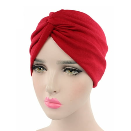 Women's Stretchy Turban Cap Head Wrap Band Hairband Sleep Hat Indian ...