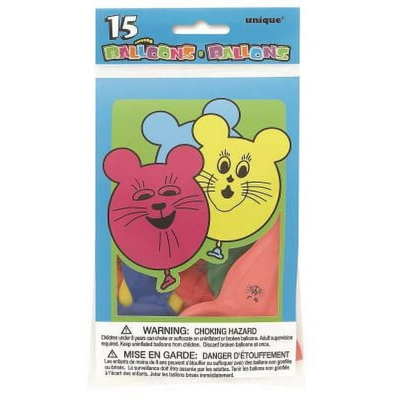 Latex Mouse Balloons, Assorted 15ct