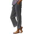 thumbnail image 2 of Cotton Linen Pants Women 2026 Summer Elastic Waist Straight Leg Loose Casual Lounge Pants with Pockets, 2 of 7