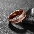 thumbnail image 3 of JQUEEN Men's 8mm Rose Gold Tungsten Carbide Rings Inlaid Deer Antler Size 7-12, 3 of 5