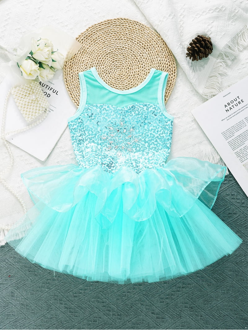 TSSOE Kids Baby Girls Sequined Ballet Dance Tutu Dress Princess Leotard  Skirt Dancing Fancy Dress Up Costumes Green 3 - Walmart.com