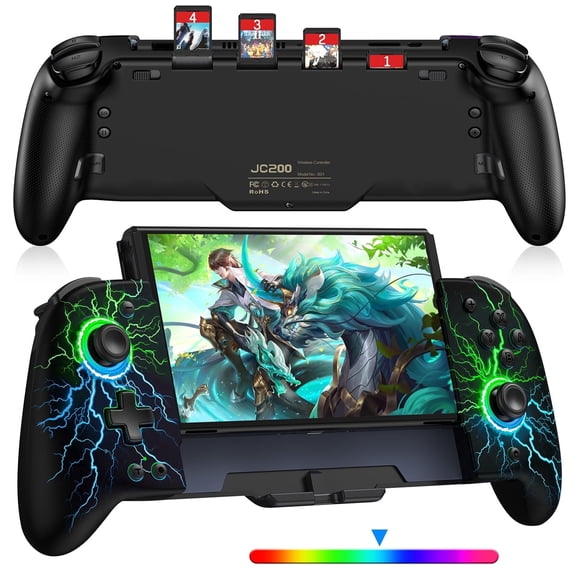 ESYWEN Switch Controller for Switch/Oled with Wake-up, Programmable, Turbo & Back Buttons , Handheld Grip, Rgb Lighting