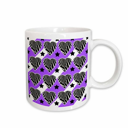 

3dRose Punk Rockabilly Zebra Purple White Black Print Ceramic Mug 11-ounce