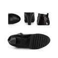 thumbnail image 4 of BLISSFUL STEP Platform Block Heel Buckle Ankle Boots for Women Black 7, 4 of 8
