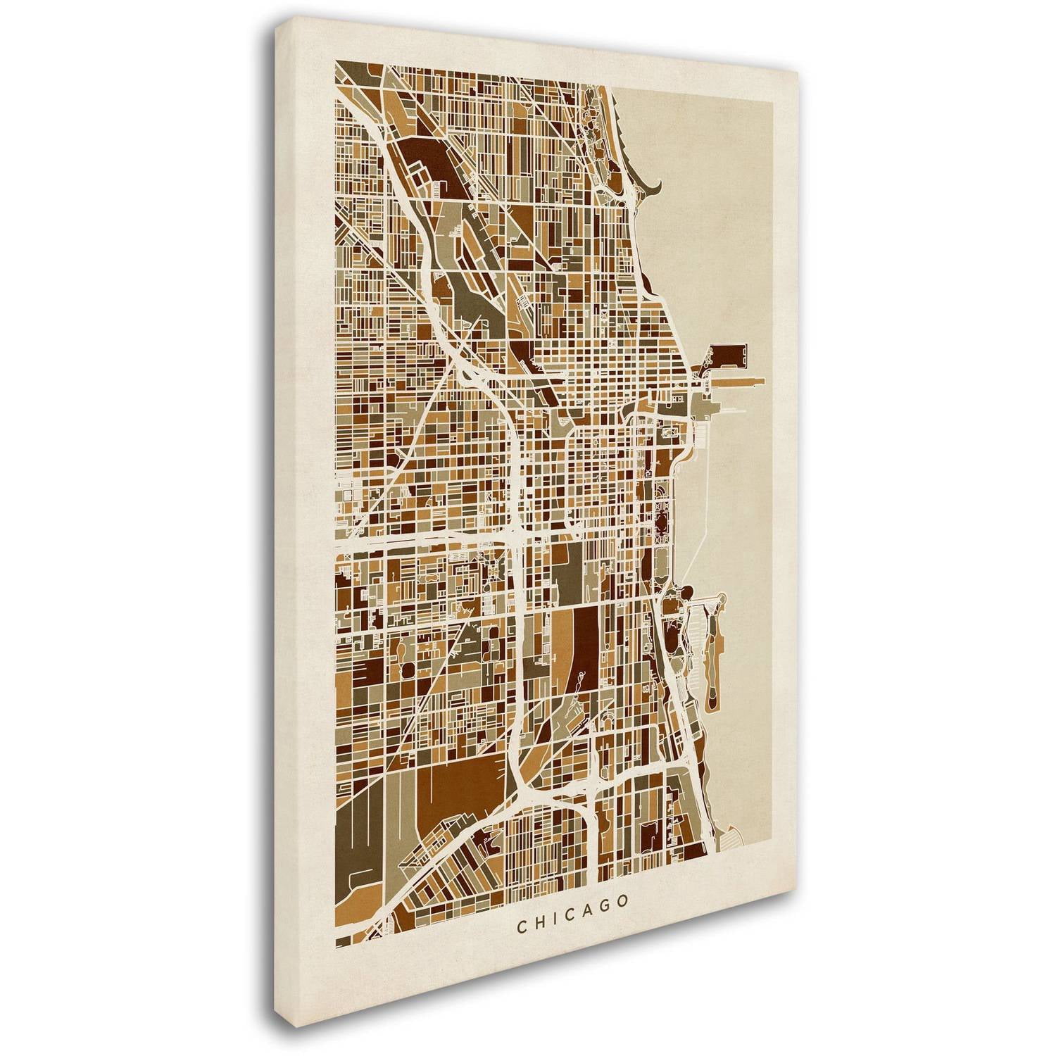 Trademark Fine Art "Chicago City Street Map" Canvas Art by Michael Tompsett
