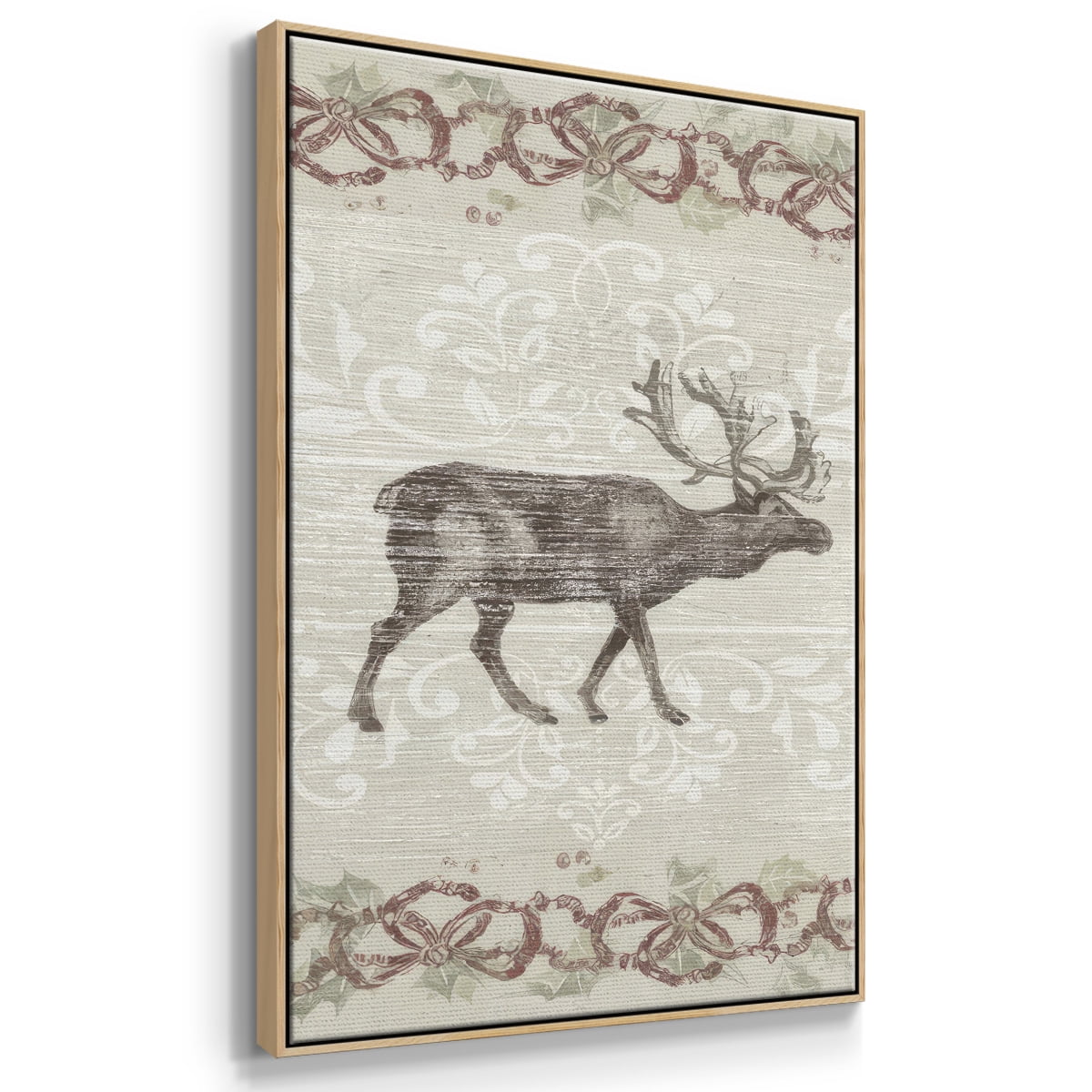 Cabin Christmas Collection B - Framed Gallery Wrapped Holiday Canvas - 17 x 25 - Natural Wood Frame