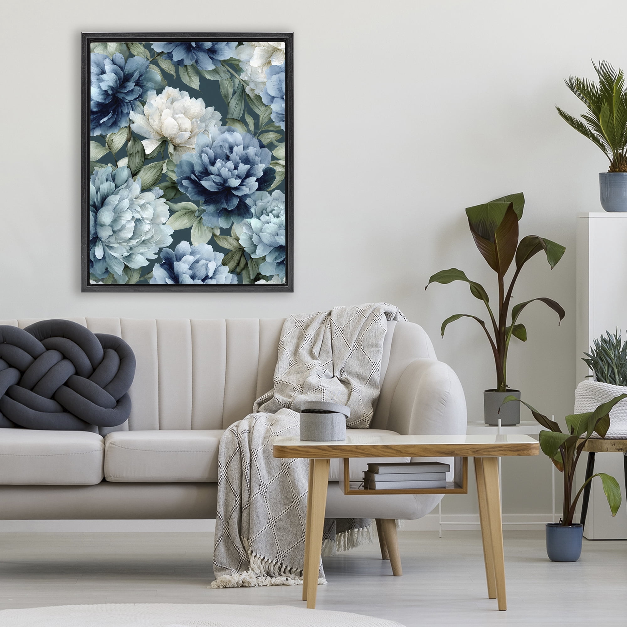 Stupell Industries Blooms On The Vine Black Framed Floater Canvas Wall Art, design by Franklyn Gregory